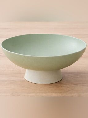 Sage Green Pedestal Serving Bowl Speckled Matte Finish